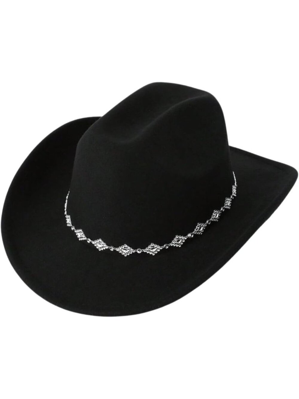 Women's Black Rhinestone Wide Brim Rodeo Imported Cowgirl Western Cowboy Hat